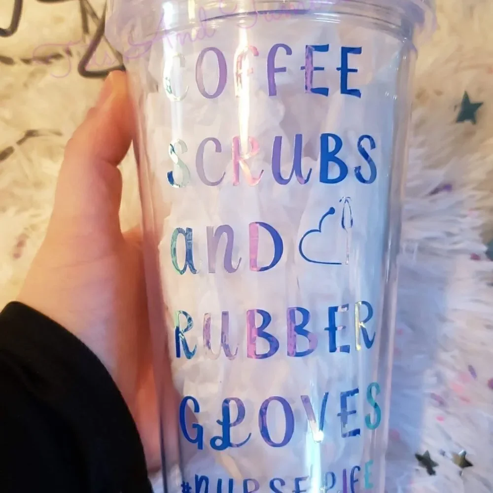 Nurse- Coffee, Scrub, And Rubber Glove